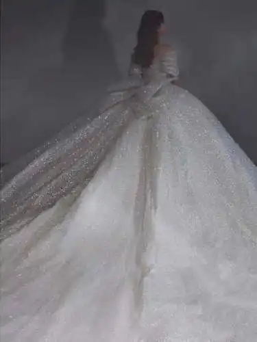 2024 New Stunning Shinny Off The Shoulder bling bling Bridal Dress Plus size Pearl Beaded 1.5m Sweep Train Bridal Wedding Gowns