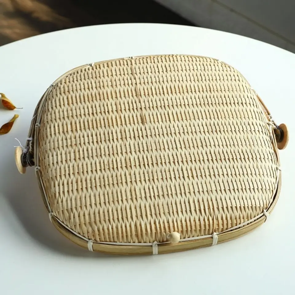 Handmade Round Dish Cover Bamboo Food Cover Vintage Natural Color Bamboo Food Cover Food Dome