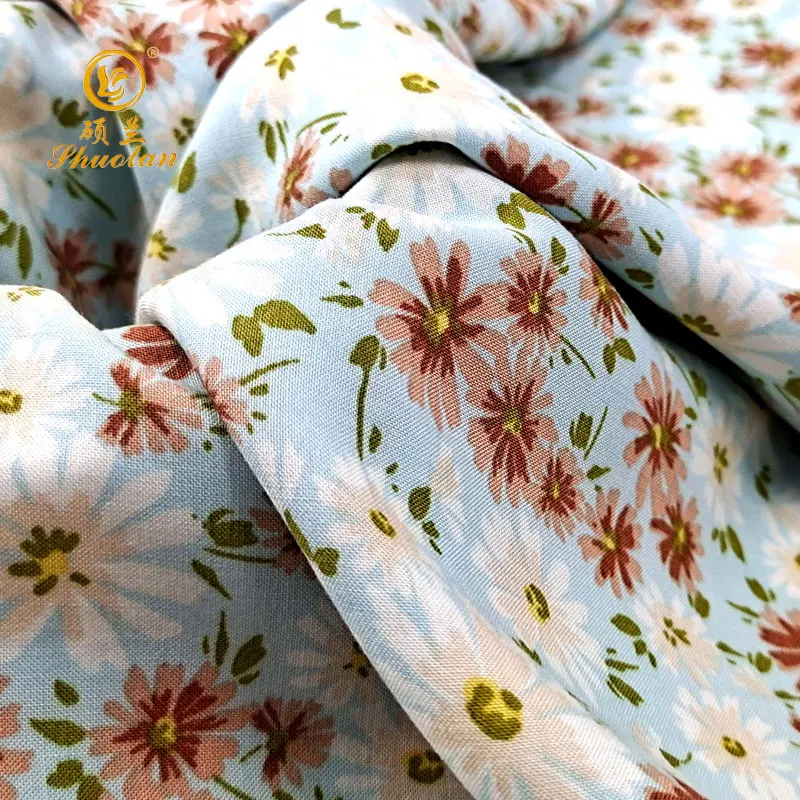 Printed 100% Rayon 90GSM Lightweight Fabric Hot Sale Various Floral Widely Used in Skirt/dress/beach Shirt Fabric Woven Tshirts