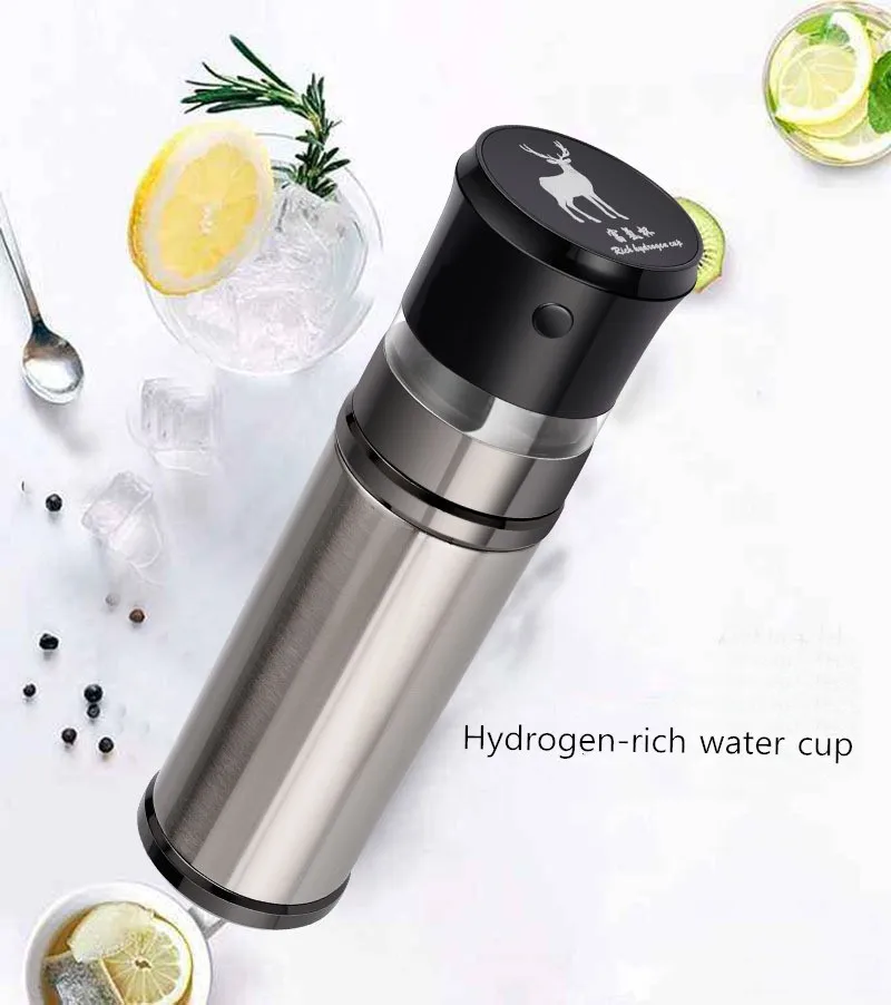 2024 Custom Logo Portable Hydrogen-Rich Glass Ionizer Generator USB Rechargeable Hotel Use Stainless Steel Water Bottle Novelty