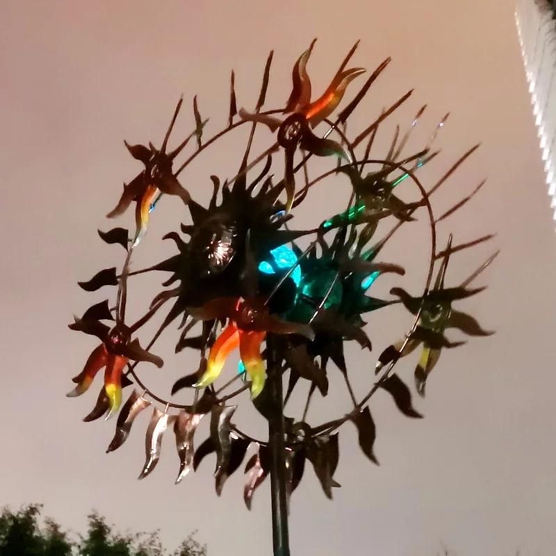 outdoor sun decor metal wind spinners for yard and garden wholesale