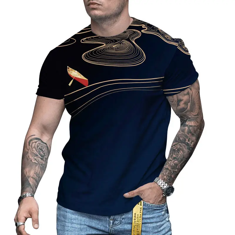 2022 T Shirt Hip Hop 3D Graphic Bodybuild T Shirt Custom Logo Streetwear Men Bulk Blank T-shirts