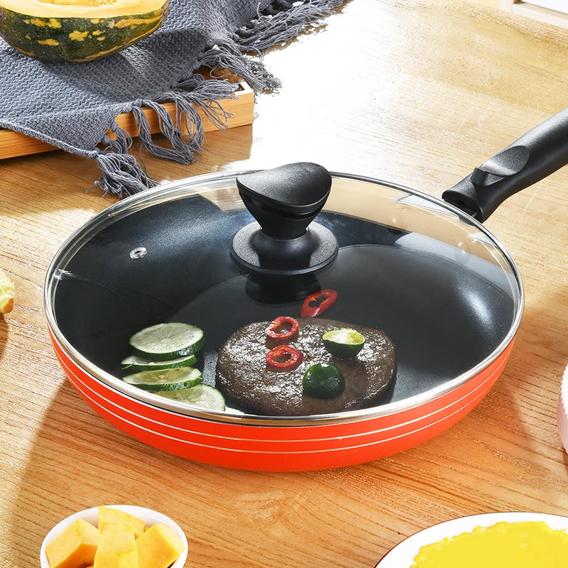Сковорода для приготовления вок на заказ антипригарная кухонная утварь сковорода яиц омлет стейк красная из алюминиевого