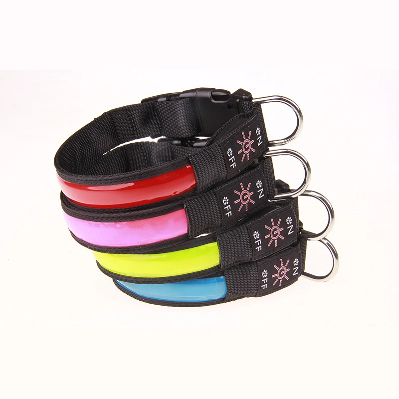 Customized logo flashing led pet collar light up rechargeable PU leather dog collar adjustable collar for cats and dogs