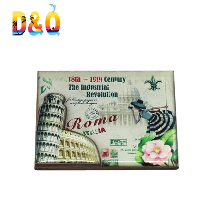 Custom design wood epoxy fridge magnet souvenirs from italy