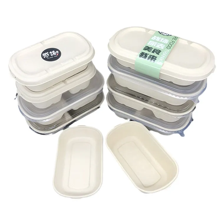 Sugar cane lunch box biodegradable degradable party equipment manufacture disposable tableware set