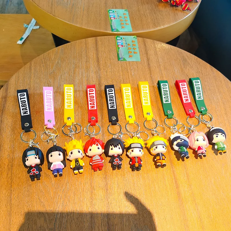 10 Color High Quality Cute Anime Ninja Uzumaki Uchiha Sasuke Itachi Akatsuki PVC mini Figure Keychain
