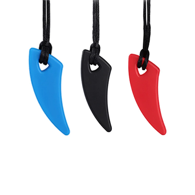 New Arrival Food Grade Bendable Silicone Sensory Teether Baby Autism learning Chew Necklace Pendant Gift education toy