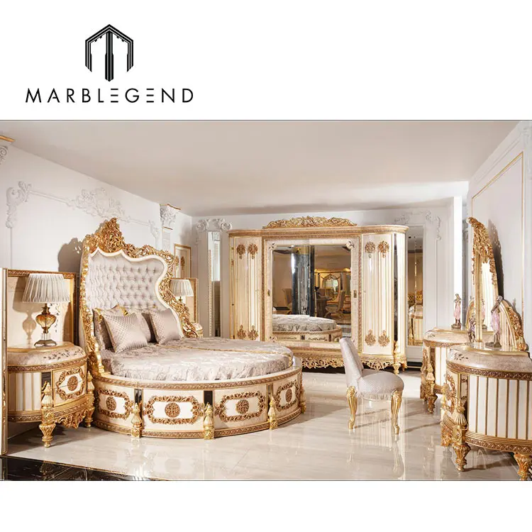 Custom bespoke king size bed sets beech wooden furnishing royal luxury bedroom furniture set