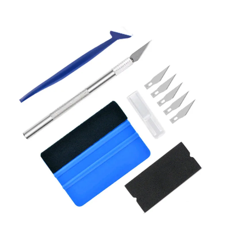 10pcs/set wrap vinyl tools and tool kits with squeegee felt vinyl cutter wrap knife blade and red Plugging tools