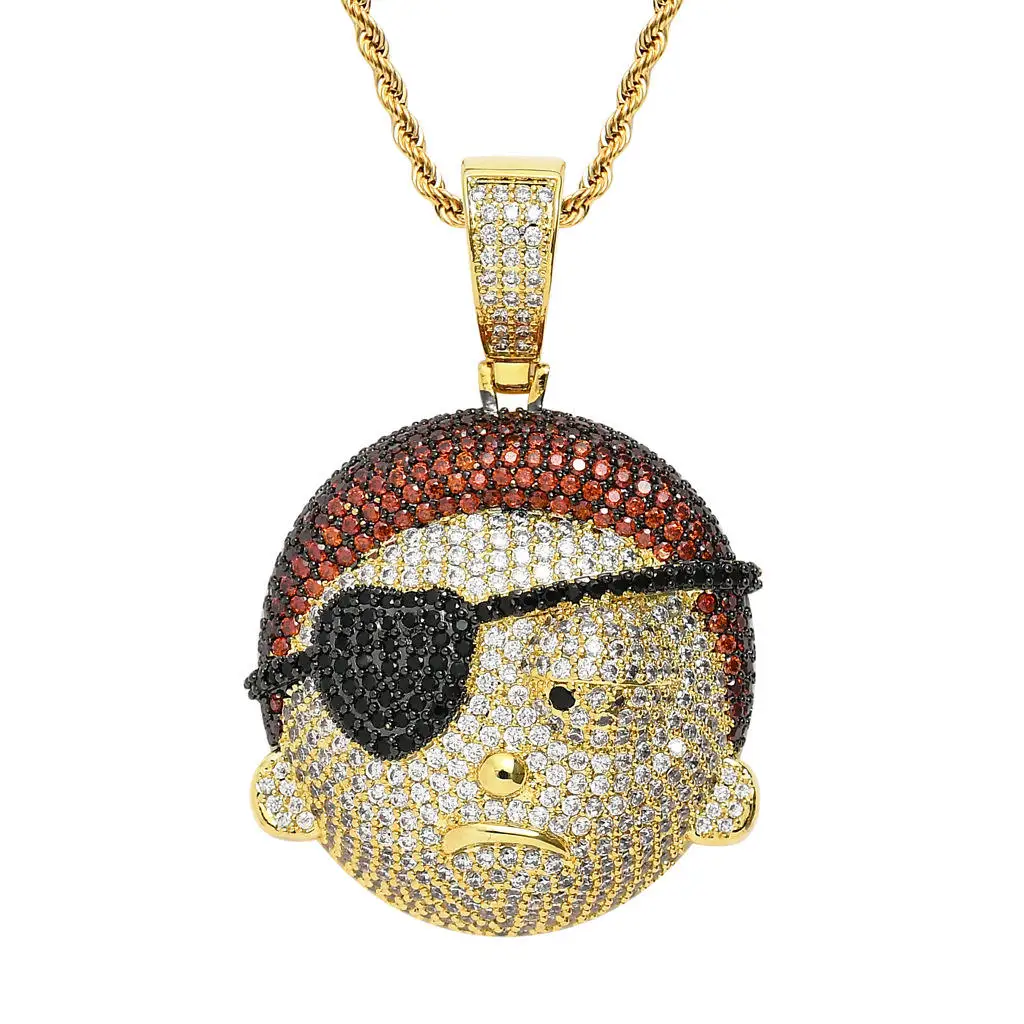 Rick And Morty Pendant Cartoon Fashion Charm New Arrival Brass Cartoon Pendant Personality Necklace Hiphop Rapper Jewelry