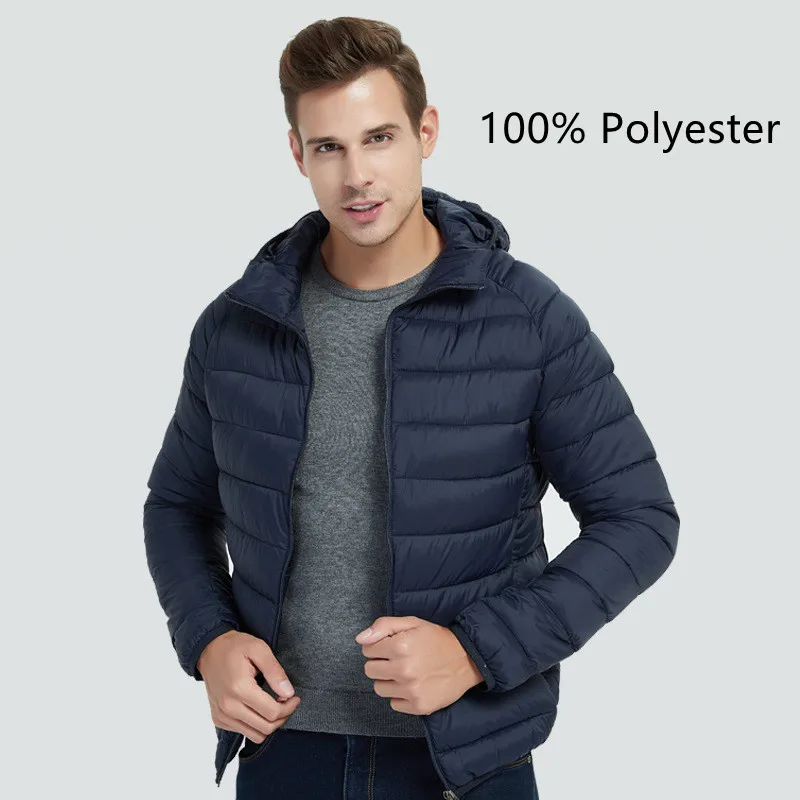 Wholesale Outdoor Light Warm Duck Feather Custom Logo Nylon Black Hooded Winter Bubble Puff Filled Down Puffer Jackets for Men