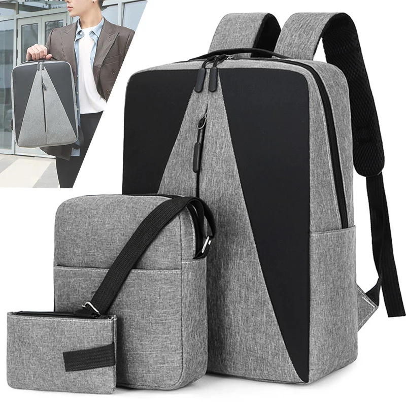 slim bag set Teens  travel computer bag 15 inch 3 in 1 laptop bag usb charger class school backpack for students
