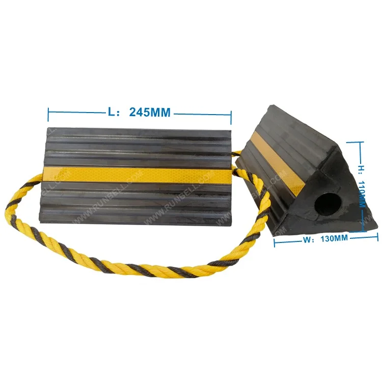 Aircraft Wheel Chocks Small Size Ribbed Rubber Reflective Tape Rope