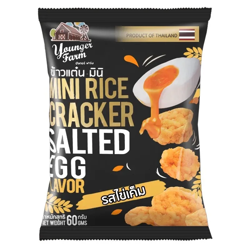 Specialty Asian Snacks 60g Crispy Rice Crackers Casual Cereal Snacks Salty Spicy Taste Soft Texture Imported Food Bag