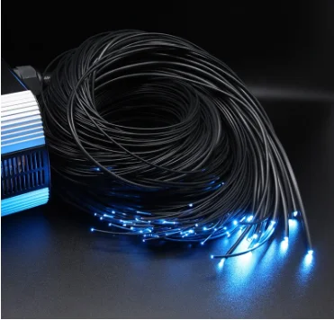 black jacketed plastic end light fiber optic cable for starry sky lighting, multi-string