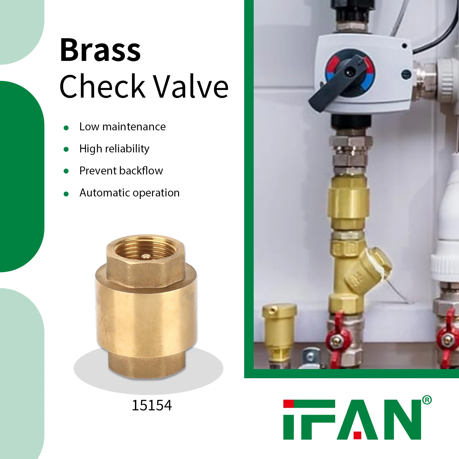 IFAN High Pressure Brass Swing Check Valve 1 inch Non Return Check Valve Prevent Backflow Brass Check Valve