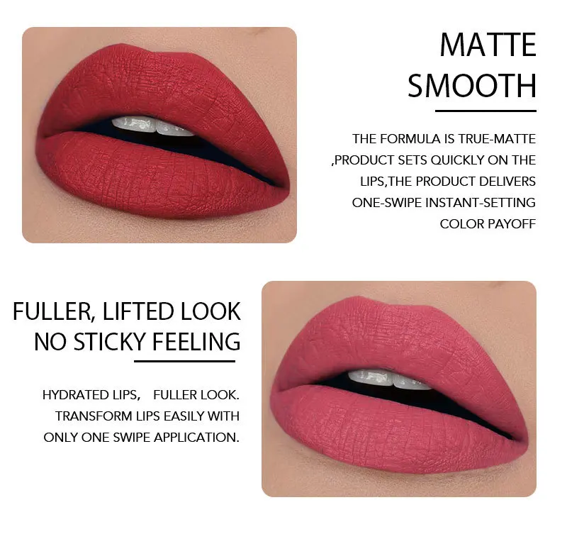 Private Label High Quality High Pigment Lip Gloss Waterproof Long Lasting Red Velvet Texture Creamy Matte Lipstick