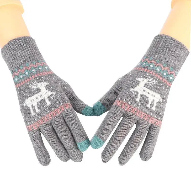 Новинка Осень/Зима Симпатичные Мультяшные жаккардовые перчатки для верховой езды утолщенные тканые теплые перчатки с иглой для сенсорного экрана