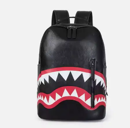 Custom Printed Fashion Anti-theft Leather Shark Backpack for Men and Women - Casual Sports Bag Backpack