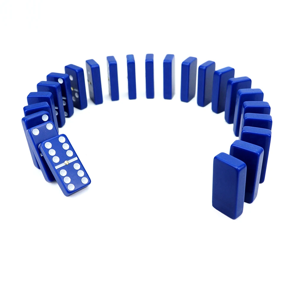 Factory Wholesale blue color double six plastic domino rally tonament size in plastic box for table casino game