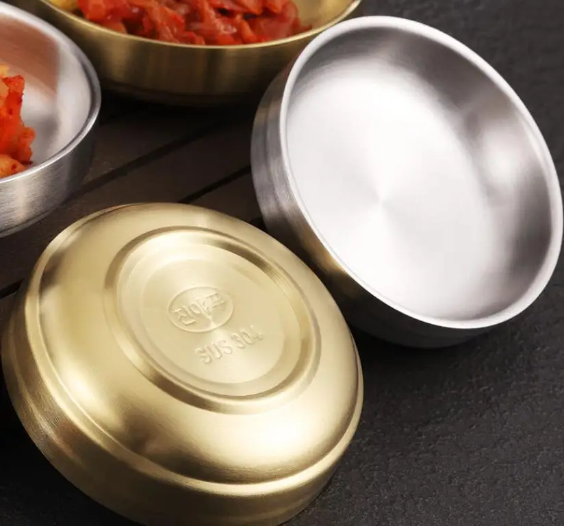 korean 201 304 stainless steel pickles sauce dishes round seasoning dishes