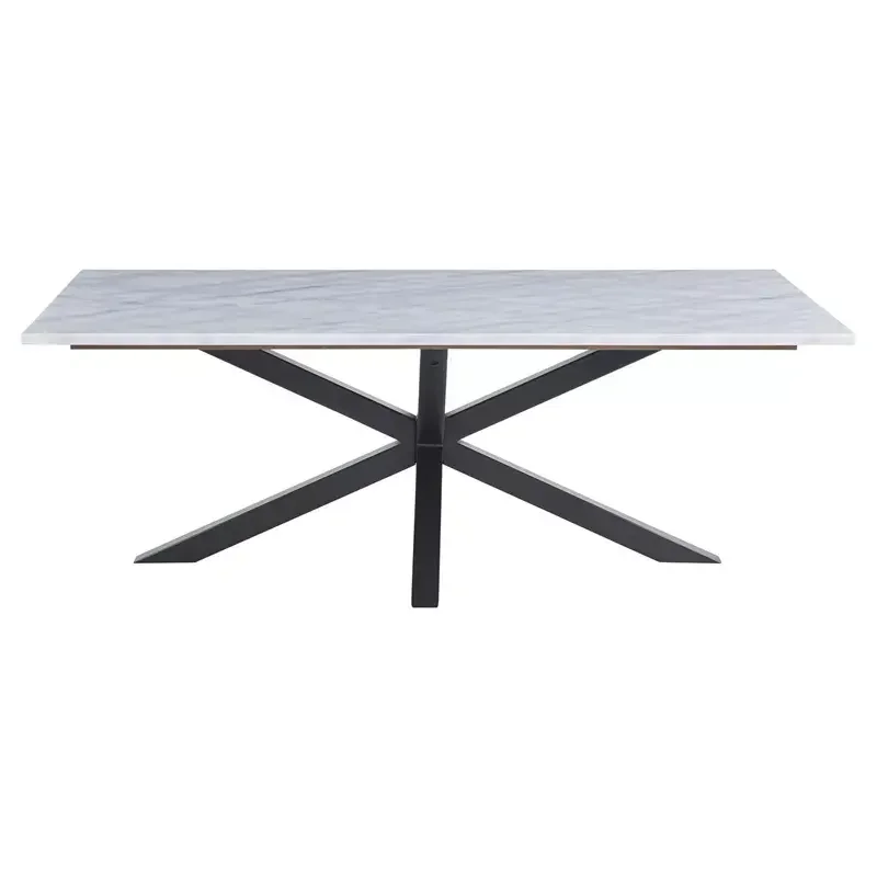 Luxury Nordic Minimalistic Table Creative Modern Black Metal White MDF Sintered Stone Top Coffee Table