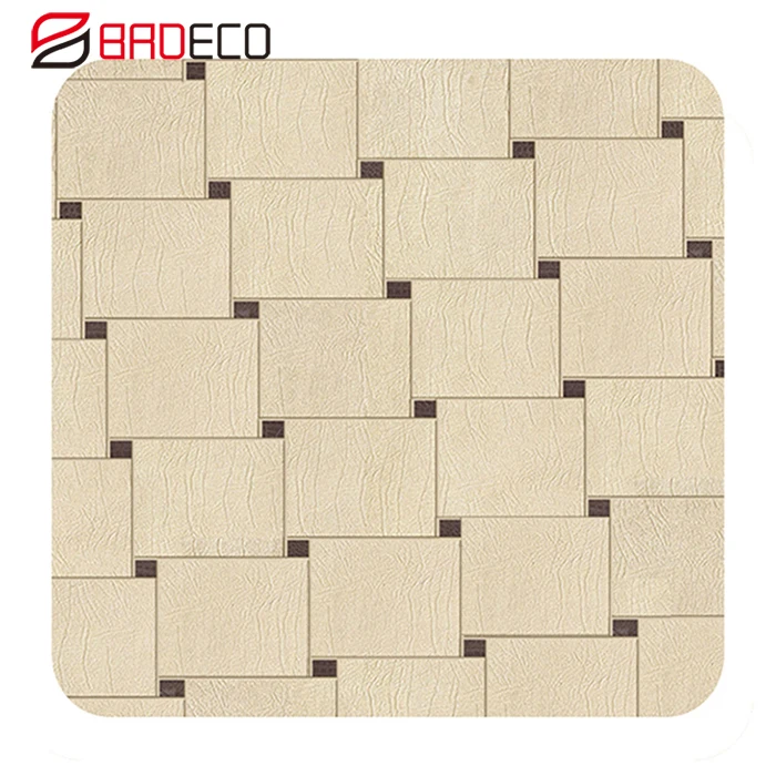 Leather facing modified clay tile wall using flexible decorative tile