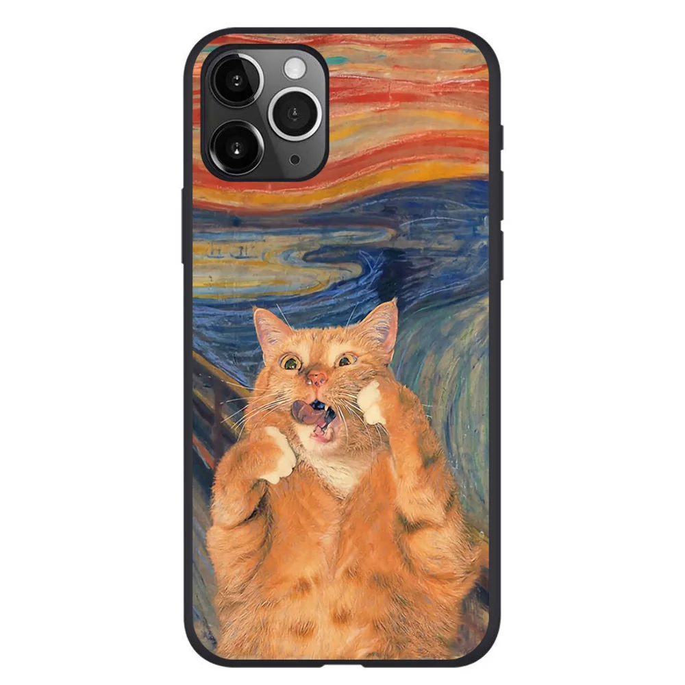 For iphone 7 8 plus X XS XR 11 13 Mini Pro Max Soft TPU Cartoon orange cat phone Case Protective Fully Cover Shell
