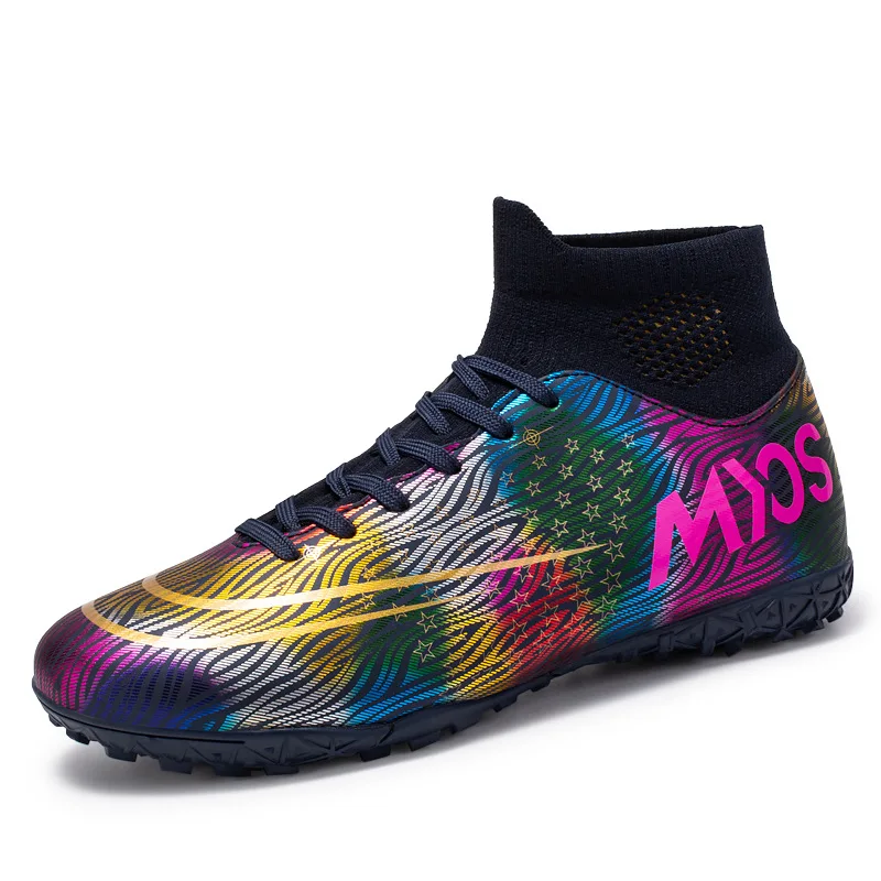 Wholesale hot selling long spike sneakers camouflage fashion Mandarin duck sports football shoes crampon football