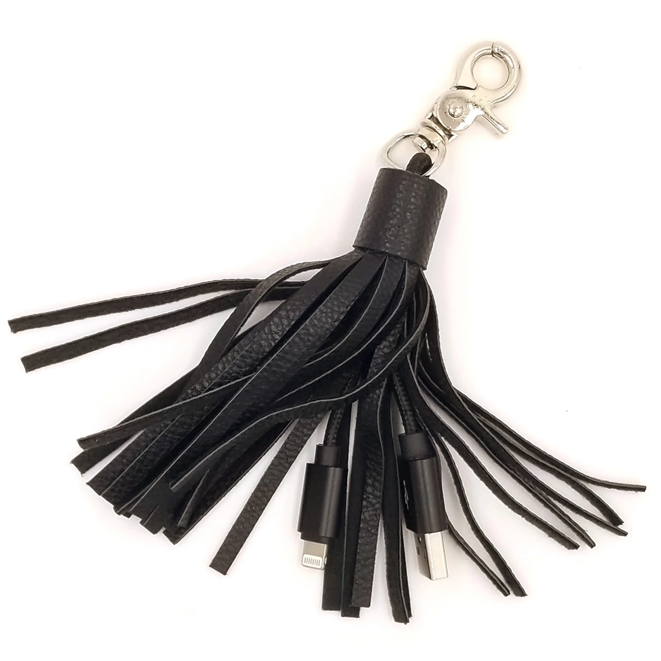Portable USB cellphone charger charging cables for leather Tassels fringes accessory keychain Data Transfer Cord