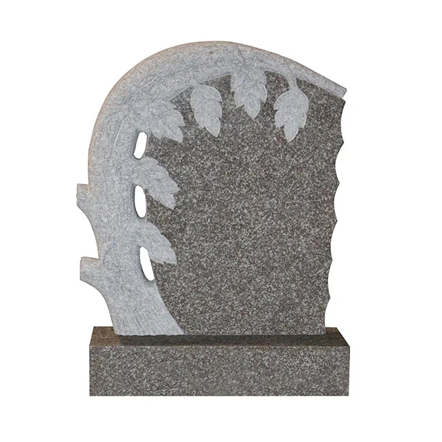black granite tombstone headstone monument with white marble decoration