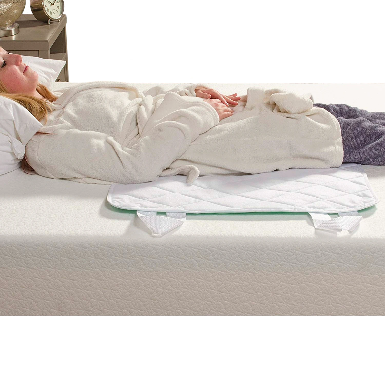 
Reusable Incontinence Pad with Straps, Waterproof Medical Bed Pads, Underpads with Positioning Handles 