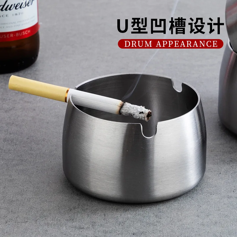 F245 Creative thickened gold stainless steel dining room ashtray living room circular ashtray gift