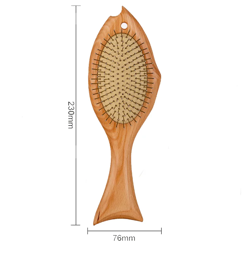 
home use animal shape fish style paddle brush wooden handle vented hairbrush wholesales 