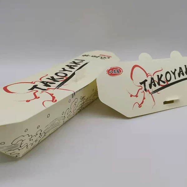 Custom print logo disposable japanese food to go paper box octopus balls packaging
