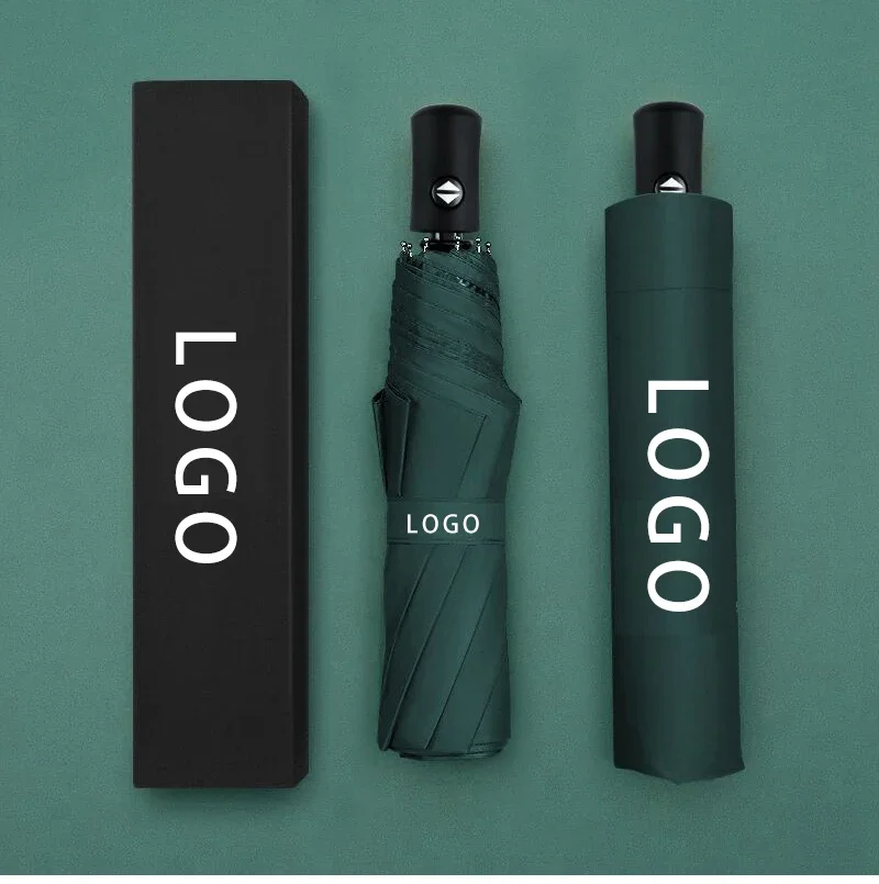 YB Wholesale Promotional 3 Folding Uv Automatic Umbrella for Rain Windproof Custom Umbrella with logo Prints
