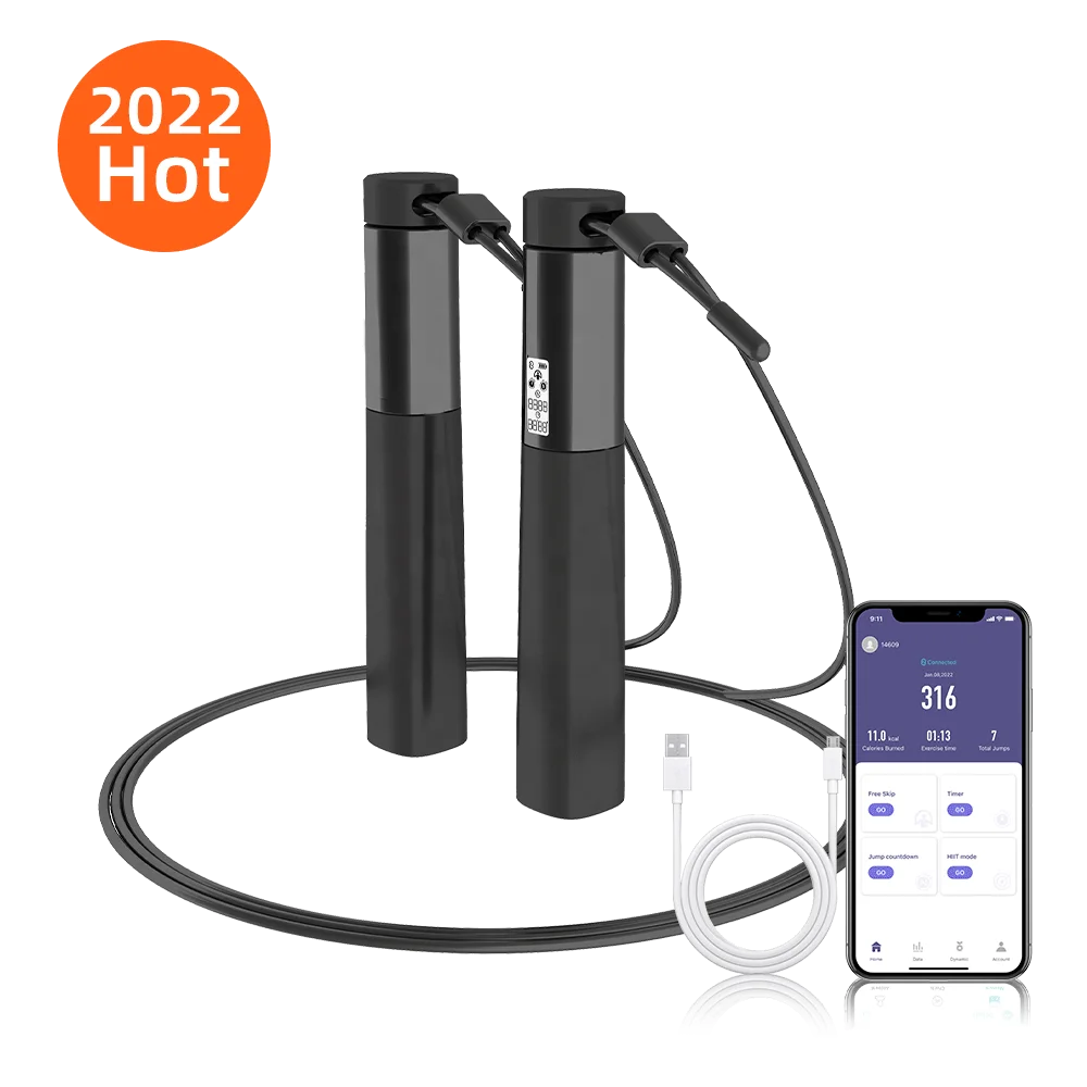 Digital Electrodes Custom Elastics Length Bounce Skipping App Smart Calorie Sport Jump Rope
