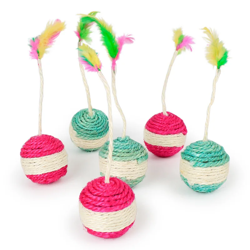 Sisal Hemp Rope Wrapped Cat Toy Ball Rolling Interactiveat Cat Teaser Toys