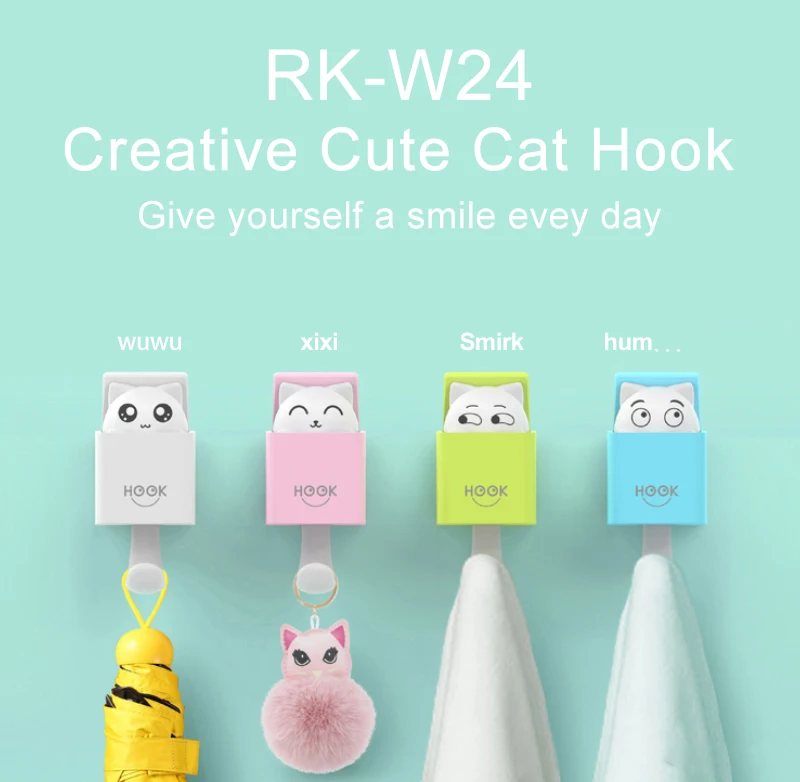 4 Pack Heavy Duty Wall Hooks for Coat Cute Wall Hook Utility Cat Hook for Wall Hanging Decorations