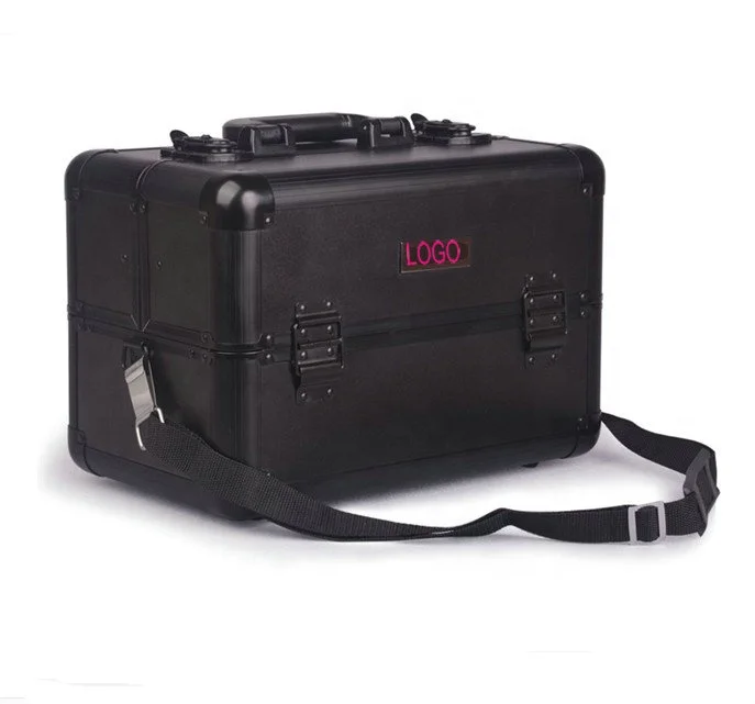 Fashion Style and Black Aluminum material Makeup tool case /Korean Multilayer Professional Cosmetic case