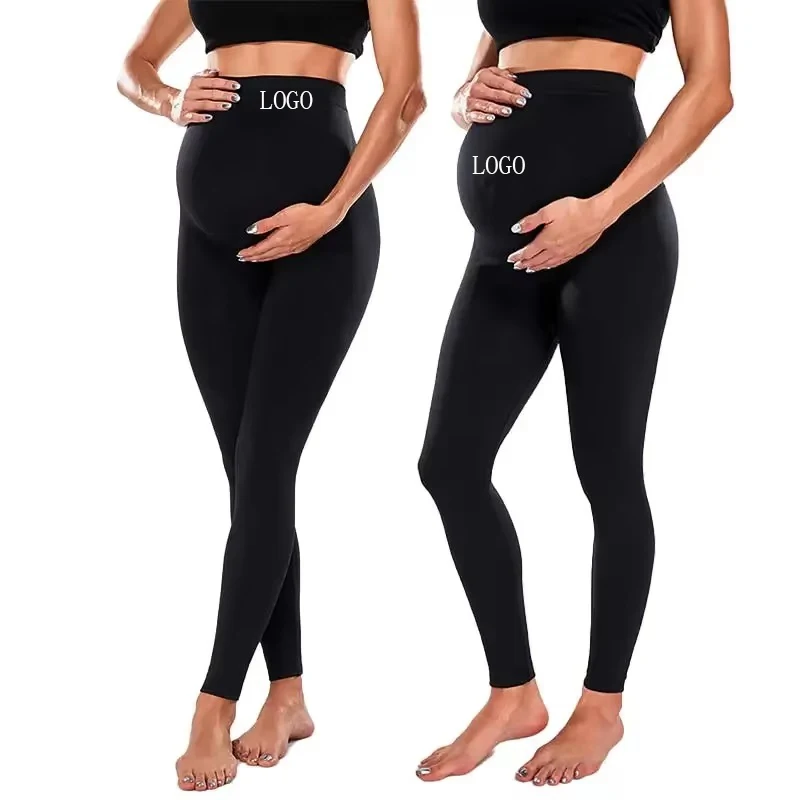 Wholesale Logo Custom Maternity Comfort Sports Yoga Seamless Pregnancy Long Pants Leggings Trousers