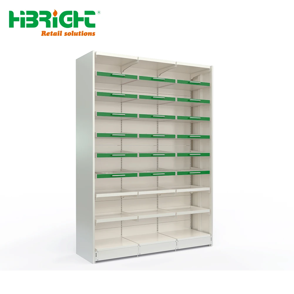 China factory medicine store professional display pharmacy gondola shelving