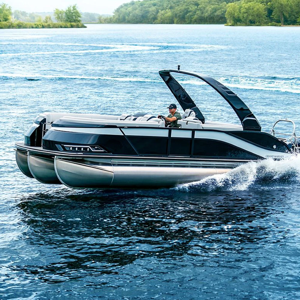 23ft 7m Factory wholesale Pontoon aluminum welded tritoon party pontoon boat With Motor For Sale
