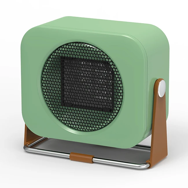 Portable Adjustment 500W ABS Shell PTC Ceramic Heating Desktop Heater with Honeycomb Iron Net Protective Cover