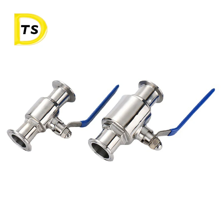 Food grade triclamp through ball valve Solid stainless steel Ball Valves Sanitary tri clamp Clamped Ball Valve