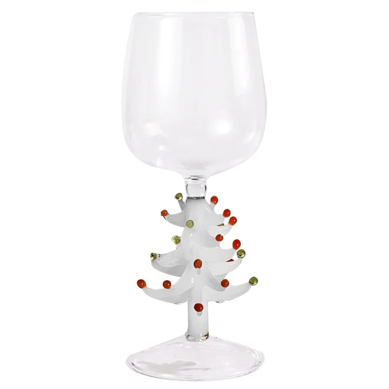 Custom Handblown Heat Resistant Antique Colored Borosilicate Glass Christmas Tree Wine Glass Cup for Home and Bar Drinkware