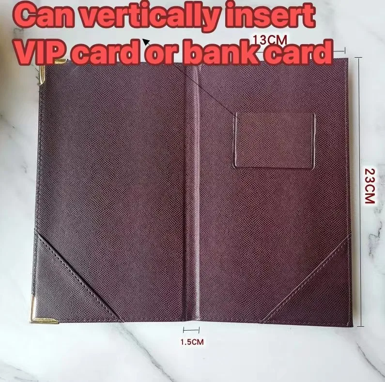 Wholesale Manufacture Bill Folder PU Leather Menu Folder Menu Point Single Clip Cash Holder Check Cheque Holder