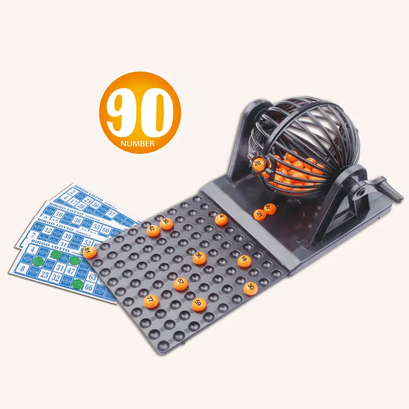 6+ kids development thinking family fun 90 ball black lottery machine bingo with 24 cards