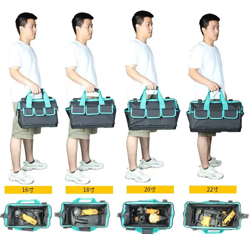 Custom Multi Pockets Carrier Heavy Duty 16/18/20/22 inch Waterproof Tool Organizer Bag 600d Oxford Fabric Electrician Tool Bag